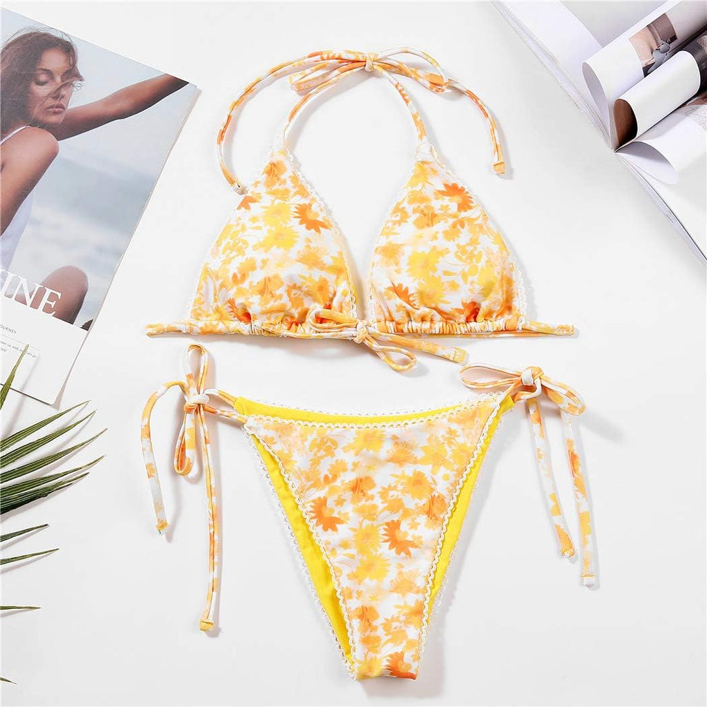 Bikinis Swimsuit Set for Women Swimwear Triangle Bathing Suit Tie String Thong