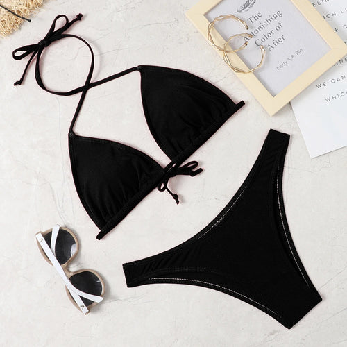 2022 New Sexy Bikini Suit Solid Color Swimsuit Women'S Beach Swimsuit